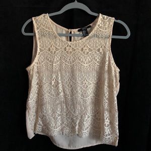 peach lace see-through top